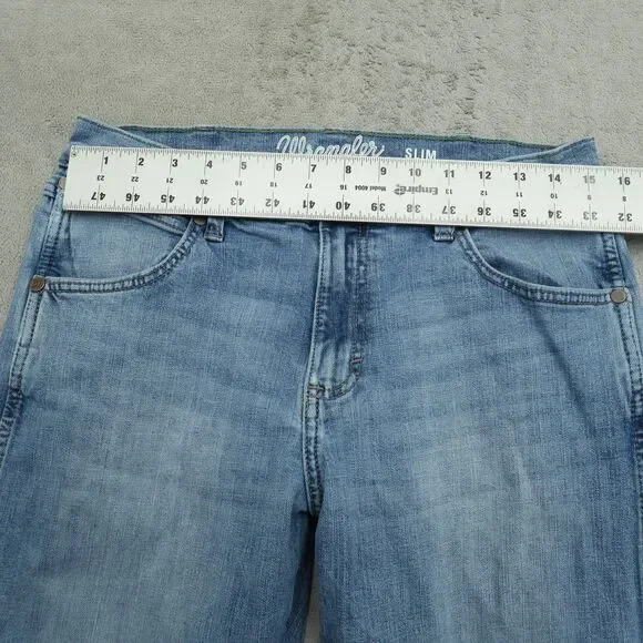 Wrangler Retro Jeans Mens Fits 30x32 (No Tag) Blue Slim Straight Stretch Denim - Picture 14 of 16